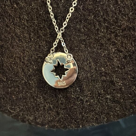 925 Sterling Silver Chain Compass Charm Follow Your Journey Necklace - Picture 5 of 8